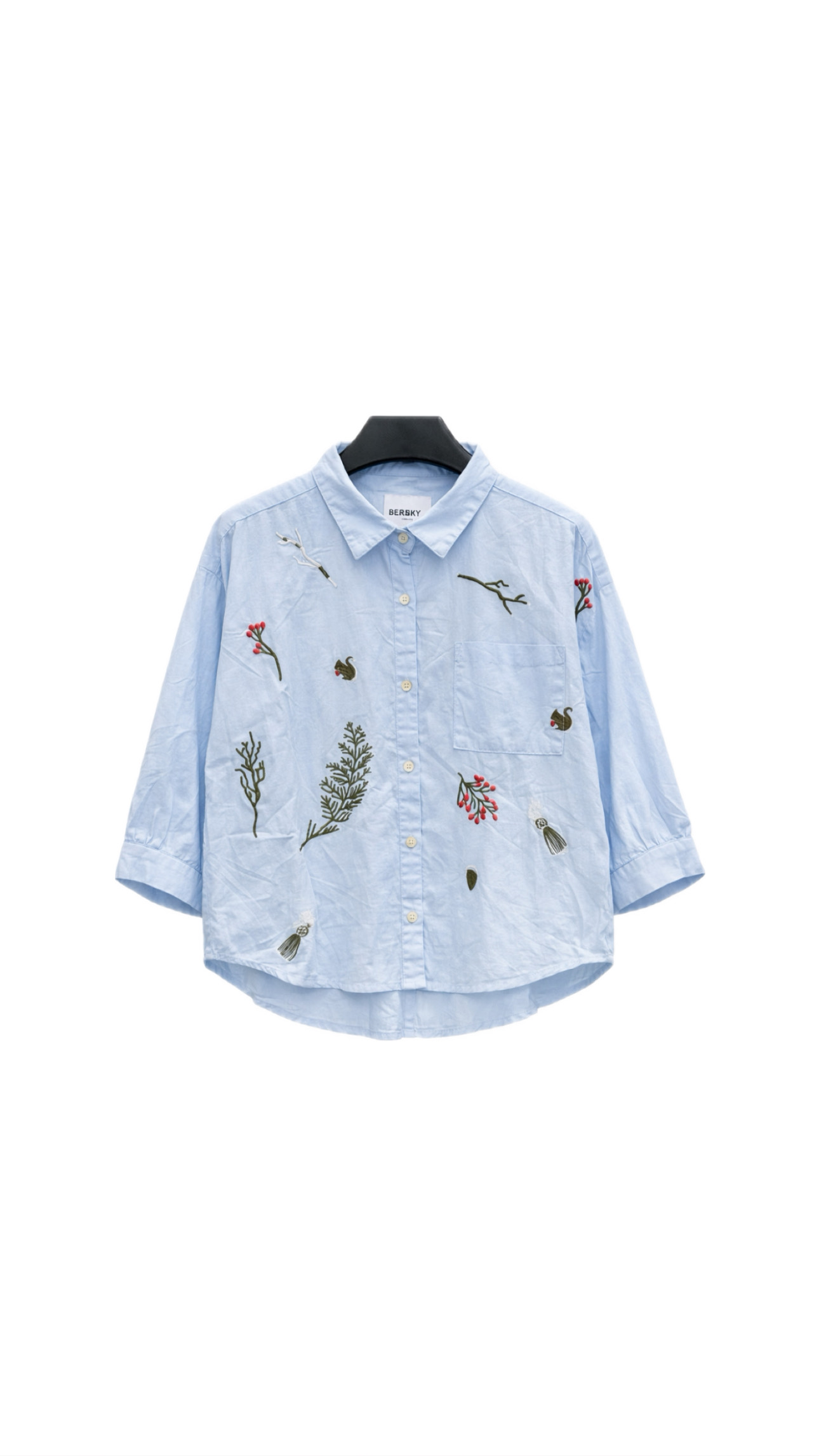 شومیز لینن زنانه گلدوزی طرح شاخه | Bershka |
